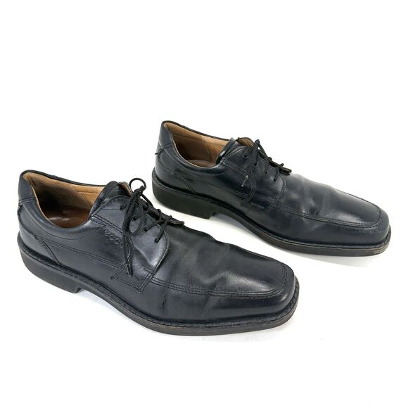 ECCO Dress Shoes Mens 46 US 12 Black Leather Seattle Lace Up Derby Apron Toe